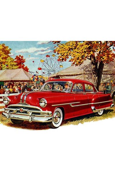 MARCEL SANAT 1953 Model Pontiac Chieftain Red Diamond Mosaic Painting 64x51cm