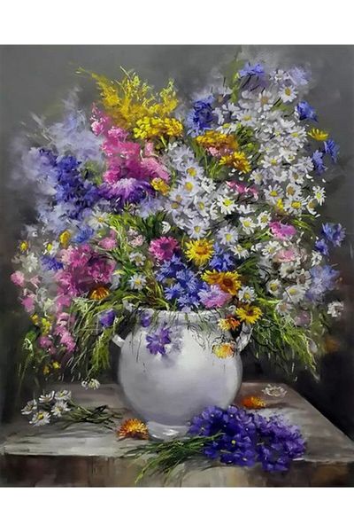 Marcel Kristal Tablo Fresh Spring Flowers Marcel Art Diamond Mosaic Painting 51x66cm