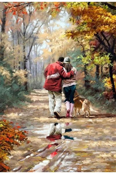 MARCEL SANAT Autumn Walk in the Forest Diamond Mosaic Painting 38x56cm