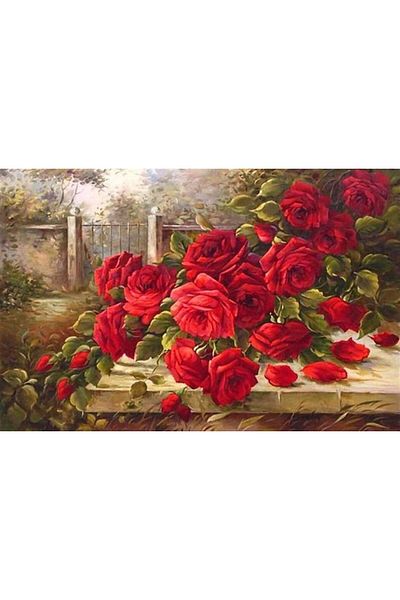 MARCEL SANAT Red Roses of the Secret Garden Diamond Mosaic Painting 84x53cm