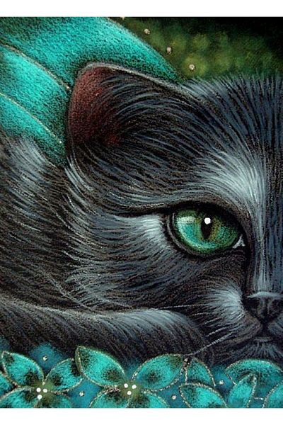MARCEL SANAT Gray Cat with Green Eyes Marcel Art Diamond Mosaic Painting 41x56cm