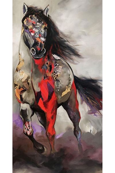 Marcel Kristal Tablo Mysterious Horse Marcel Art Diamond Mosaic Painting 38x74cm