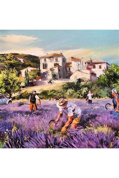 MARCEL SANAT Men Working in the Lavender Field Diamond Mosaic Painting 56x56cm