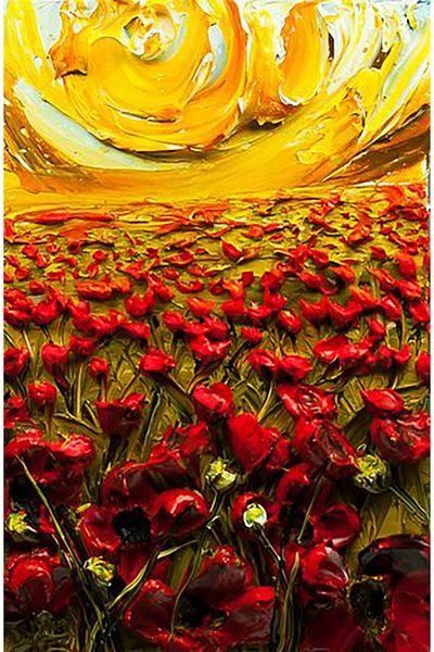 MARCEL SANAT Red Flower Field Marcel Art Diamond Mosaic Painting 48x74cm