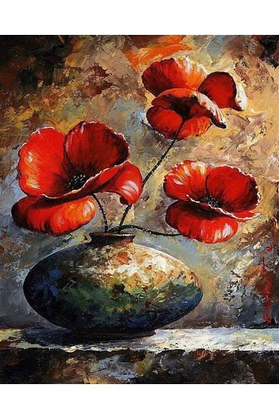 Marcel Kristal Tablo Stone Decor And Flowers Marcel Art Diamond Mosaic Painting 56x71cm