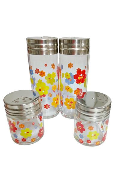 Paşabahçe Patterned Glass Spice Rack Set - Set of 4