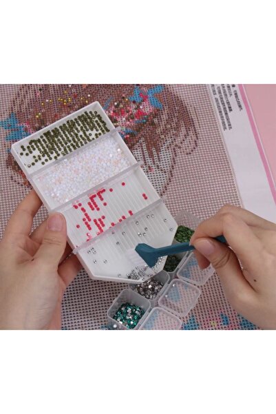 MARCEL SANAT Blue Compartmented Large Size Plate Set 14*7.8*1.5cm Diamond Mosaic Painting