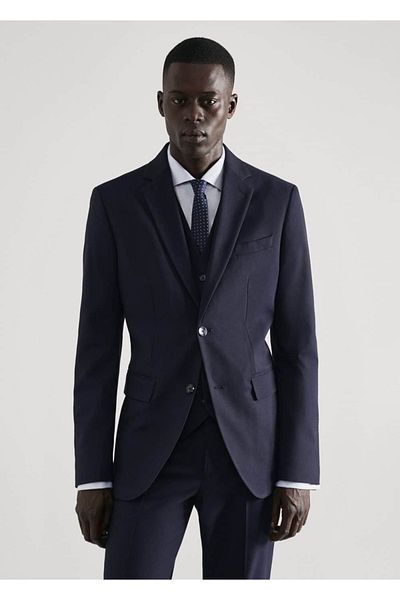 MANGO Man Μπουφάν blazer με λεπτή εφαρμογή από ελαστικό ύφασμα