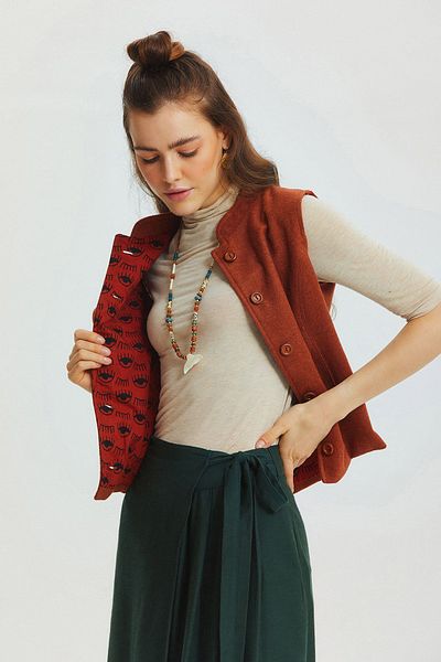 Clandestino Judge Collar Authentic Women's Vest Orange