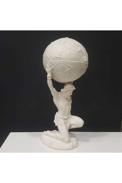 HAND DEKOR Dekoratif Dünya Taşıyan Adam Atlas Heykel Biblo (ham Boyasız)