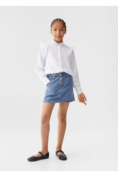 MANGO Kids Džínsová sukňa z papierovej tašky