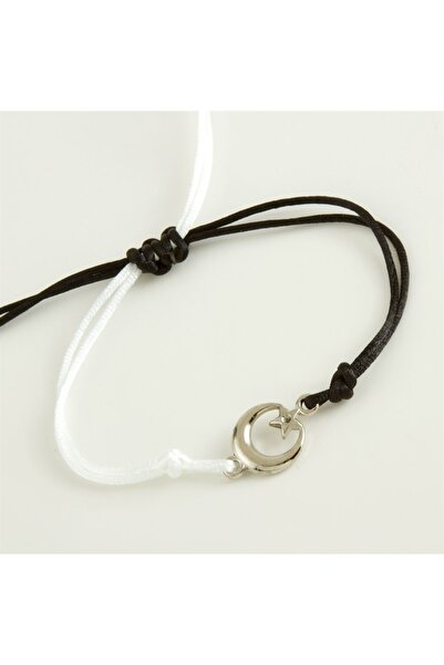 LA TINY AKSESUAR Siyah Beyaz Ay Yıldız Taraftar Bilekliği