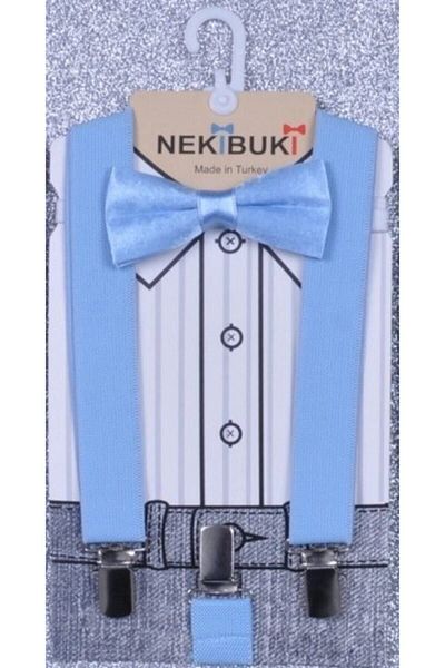 NEKİBUKİ Set papion cu bretele pentru pantaloni albastru pentru baieti