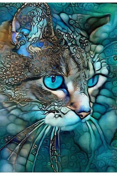 MARCEL SANAT Blue Cat Marcel Art Diamond Mosaic Painting 46X66Cm