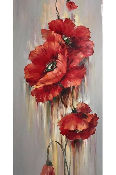 Marcel Kristal Tablo Poppy Marcel Art Diamond Mosaic Painting 33x66cm