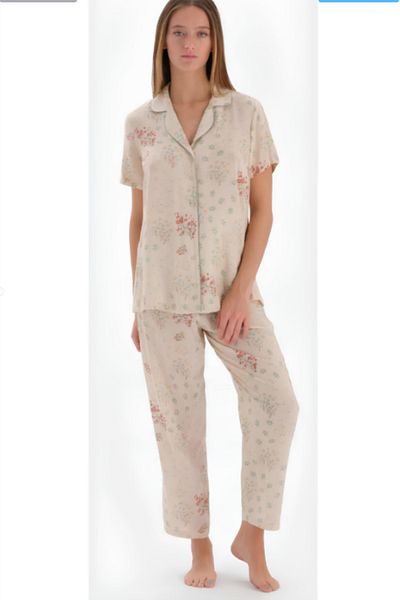 Eros Pijama Γυναικεία Σετ Πιτζάμες - Κοντό μανίκι και κουμπί μπροστά