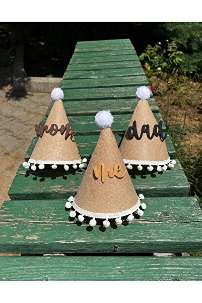 aloha concept Parti Şapkası 3’lü Set (ANNE BABA BEN) Iyi Ki Doğdun Doğum Günü Süsleri Mom Dad Me