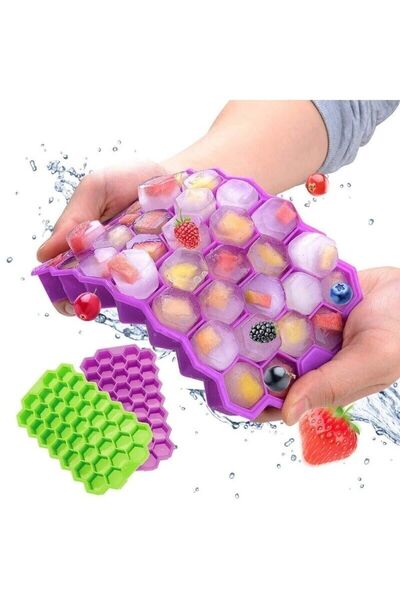 KÜÇÜK EW Petek Şekilli Silikon Buzluk 37li Kokteyl Meyve Dondurma Sunum Şekil...