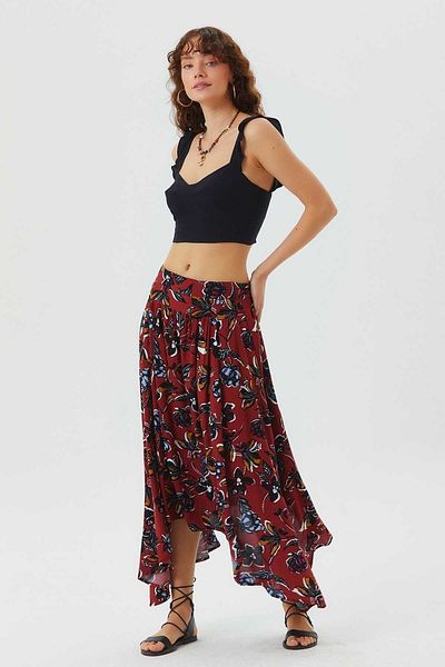 Clandestino Asymmetric Cut Patterned Bohemian Skirt