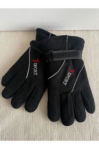 CosmoOutlet Cold-Proof Thick Unisex Fleece Black Gloves
