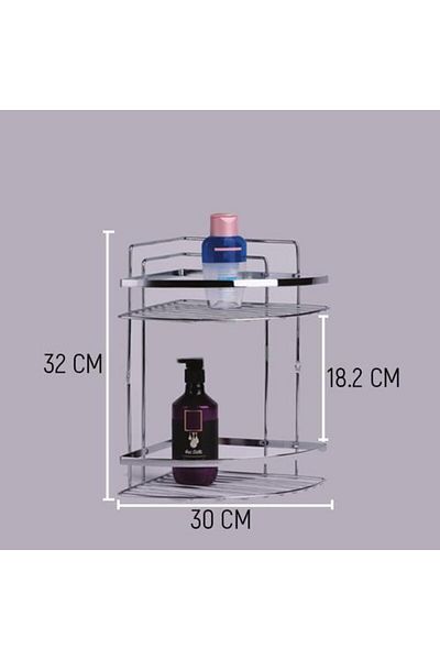 HomeTarz Ράφι χρωμίου με λάμα 2 επιπέδων Organizer μπάνιου Σαμπουάν Ανοξείδωτη
