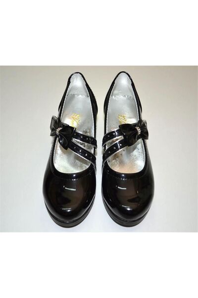 byzek KIZ ÇOCUK FİYONKLU ORTOPEDİK SİYAH RENK RUGAN TOPUKLU BABET AYAKKABI