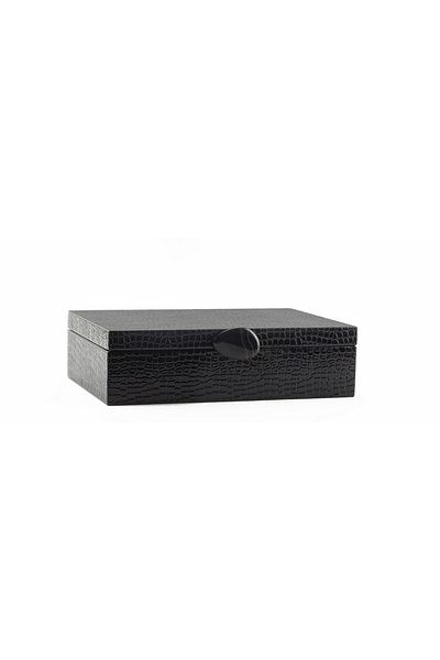 MOENAStudio Moena Stufio Decorative Crocodile Pattern Large Size Black Color Faux Leather Box