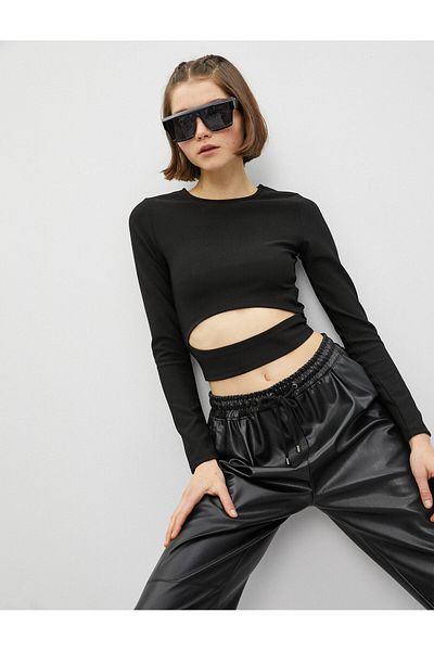Koton Tricou negru pentru femei 1KAL18535IK