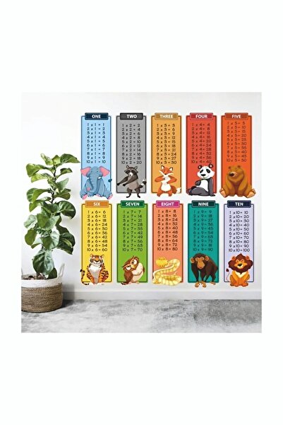 Genel Markalar Hayvanlı Eğlenceli Çarpım Tablosu Duvar Sticker Çarpım Tablosu