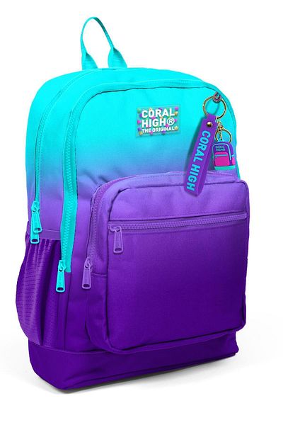 Coral High Kids Turquoise Purple Color Transitional School Backpack 23763