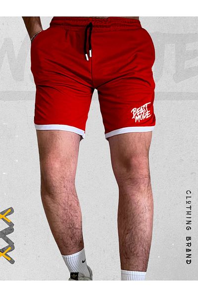 WEARTEX شورت تدريب/رياضي مطبوع على شكل Beast Mode مع تفاصيل مخططة