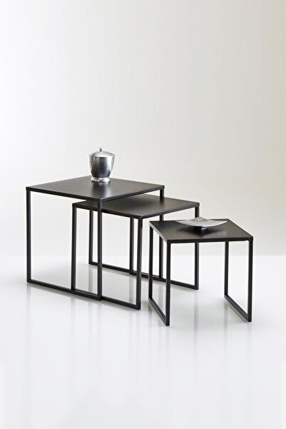 3art Metal Dekoratif 3lü Set Metal Zigon Sehpa