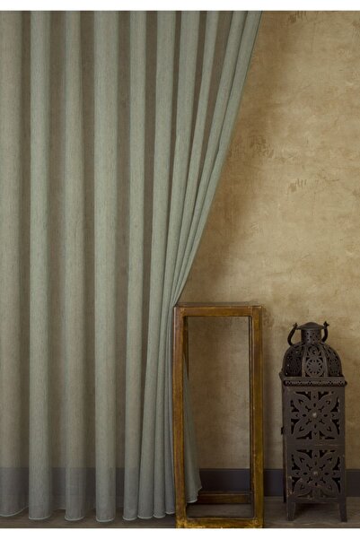 MASSARELLI Etamin Şantuklu Tül Perde Yeşil 1-3 Sık Pile