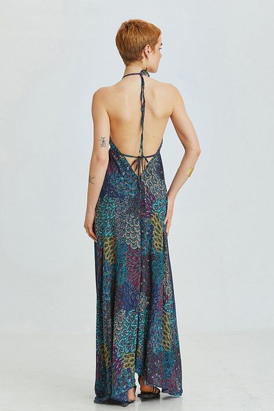 Clandestino Backless Summer Bohemian Dress Turquoise