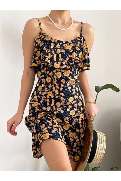 sharin Rochie de damă cu bretele colorate pelerina scurtă model vară țesută 5C-2201