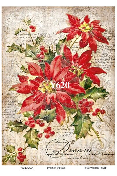 LİNEART ورق ديكوباج نحاسي بنمط رأس السنة الجديدة رقم: SUMMER620 - 29X42 سم