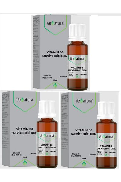 VeNatura Vitamin D3 Food Supplement 20 ml Drops X3 Pieces