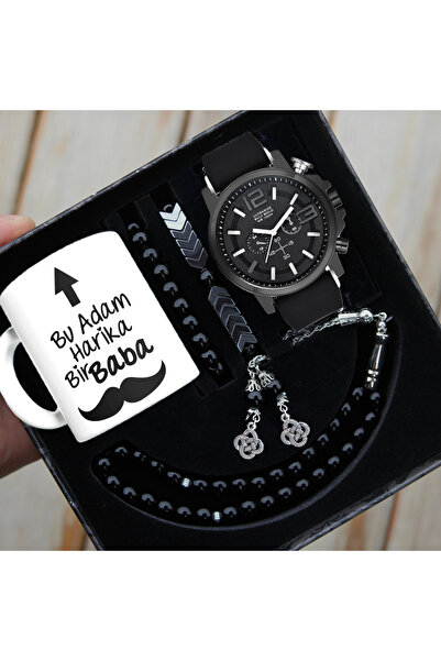 wesscollection Su Geçirmez Erkek Kol Saati Babaya Özel Bardak Tesbih ve Bilek...