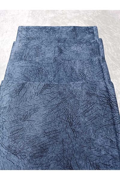 FavoriTeks Velvet Fabric 40x40 Set of 4 Throw Pillows Navy Blue Vein Patterned Decorative