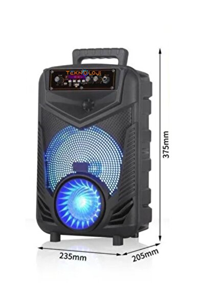 Teknoloji Gelsin Kablosuz Hoparlör 8 inç Büyük Boy Bluetooth Speaker Karaoke Mikrofon Işıklı Parti FmRadyo Aux Sd Usb