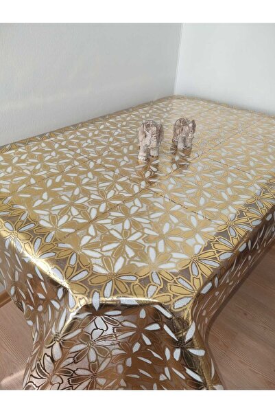 CLK Home Yaldızlı Altın Sarısı Pvc Muşamba Leke Tutmaz,kolay Silinebilir Yarı...