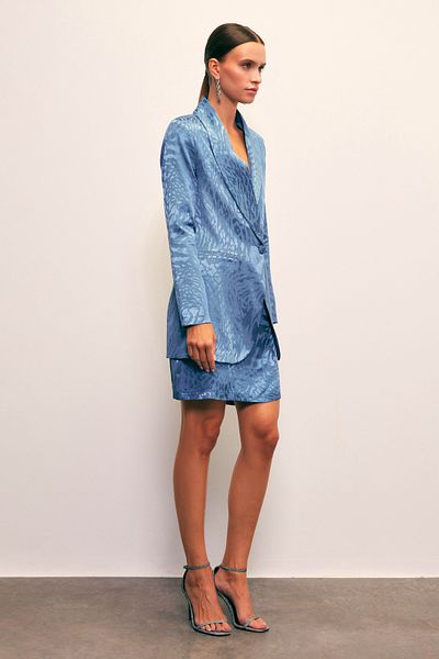 Sateen Jacquard Bell Skirt - Indigo
