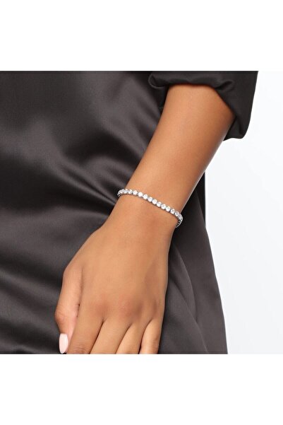 muptejewelry Su Yolu Kare Zirkon Taşlı Kadın Gümüş Bileklik