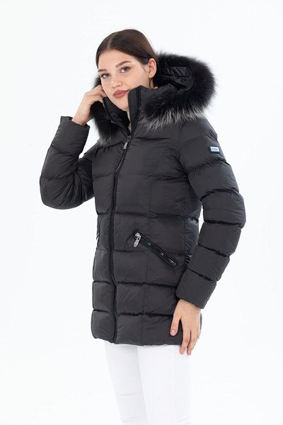 G-FOX Palton puf pentru femei, lung, detașabil, cu glugă, căptușit, rezistent la vânt, 8651