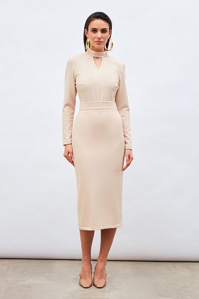 Sateen Fusta creion midi bej