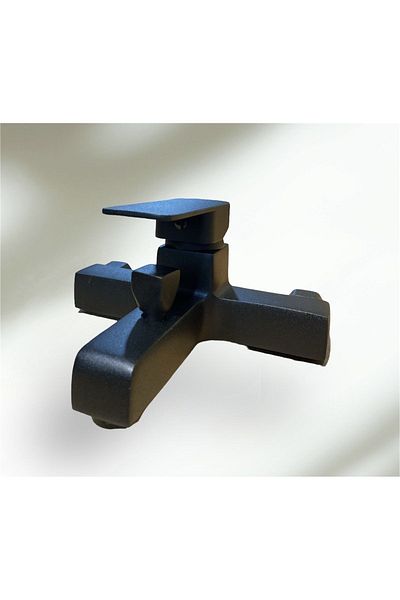 İSAOĞLU YAPI Black Bathroom Faucet Matte Black Square Bathroom Faucet Brass Material Large Square Model