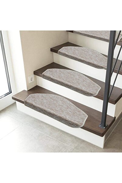 Stepmat Oval Bukle Kendinden Yapışkanlı Merdiven Basamak Paspası / Halısı - Bej