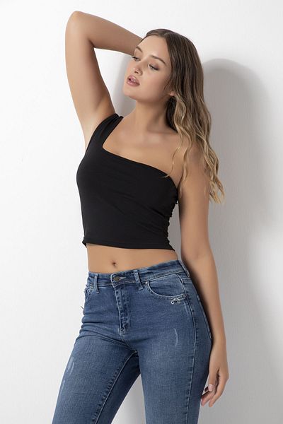 DONEX 3374 Single Strap Crop Μαύρο