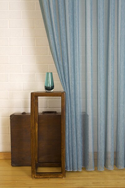 MASSARELLI Keten Tül Perde Deniz Rengi 1-2,5 Orta Sık Pile