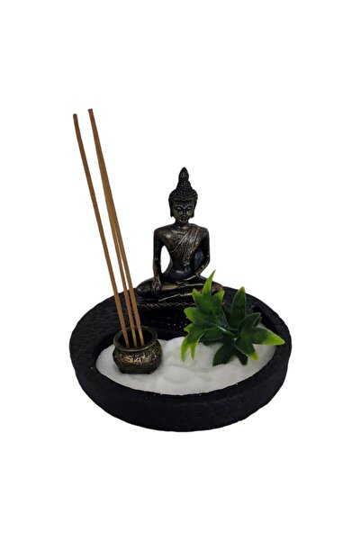 T.Concept Buda Heykeli Metal Yuvarlak Mini Zen Bahçesi